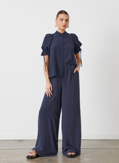 Sophia Silk Palazzo Pant | Navy