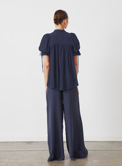 Sophia Silk Palazzo Pant | Navy