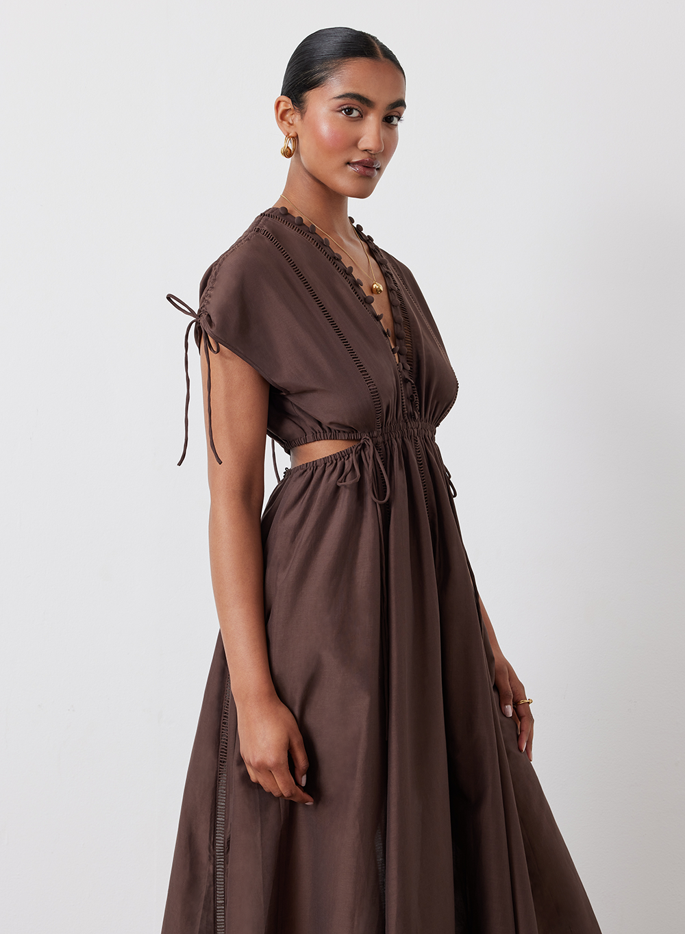 PIPER SILK COTTON MIDI DRESS