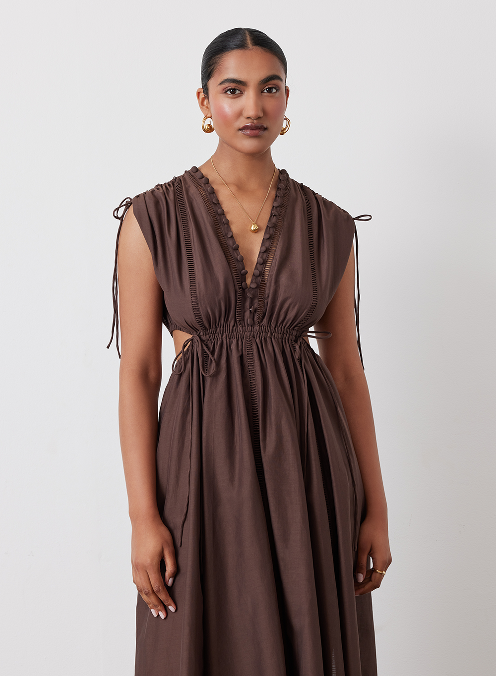 PIPER SILK COTTON MIDI DRESS