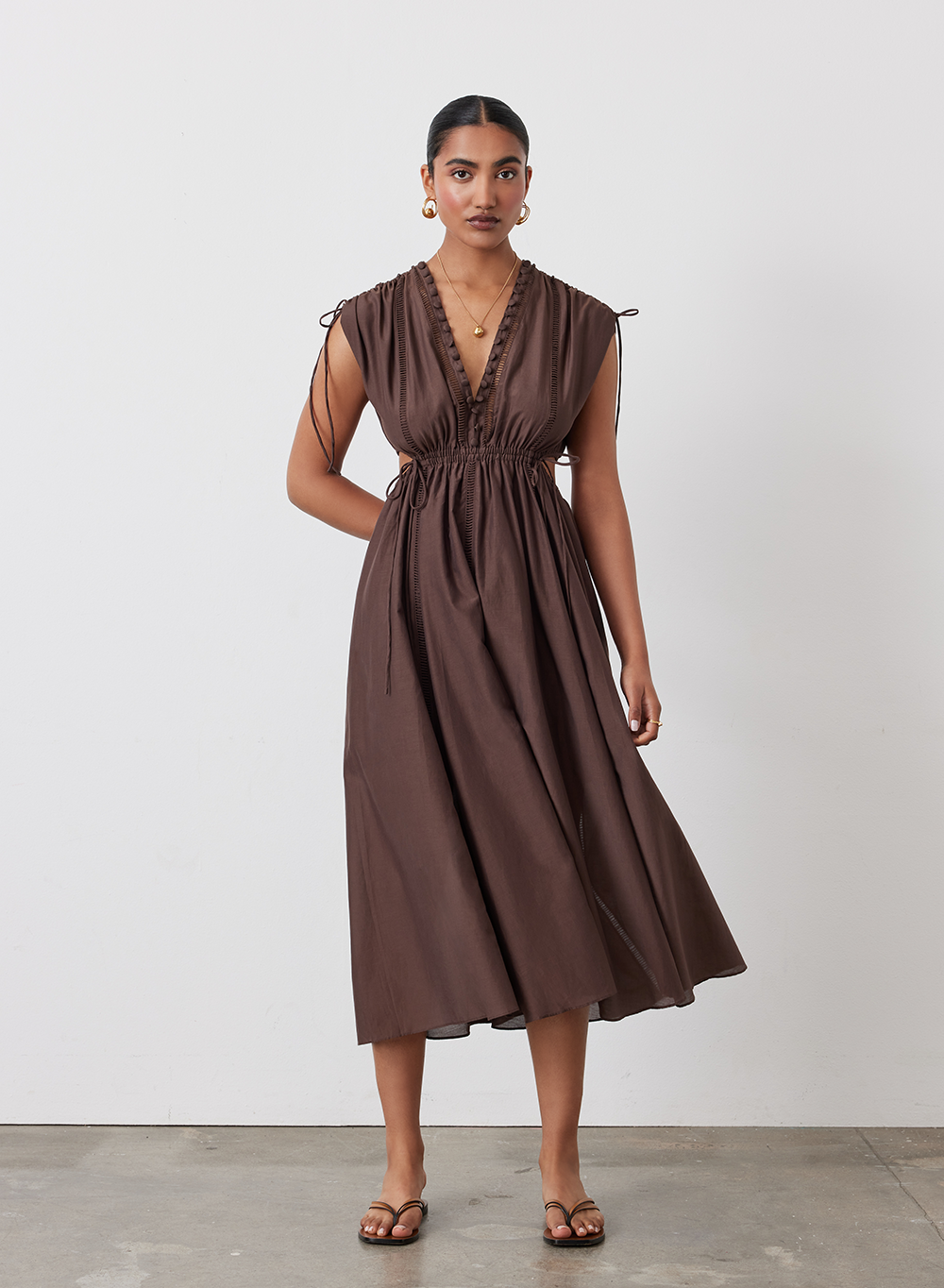 PIPER SILK COTTON MIDI DRESS