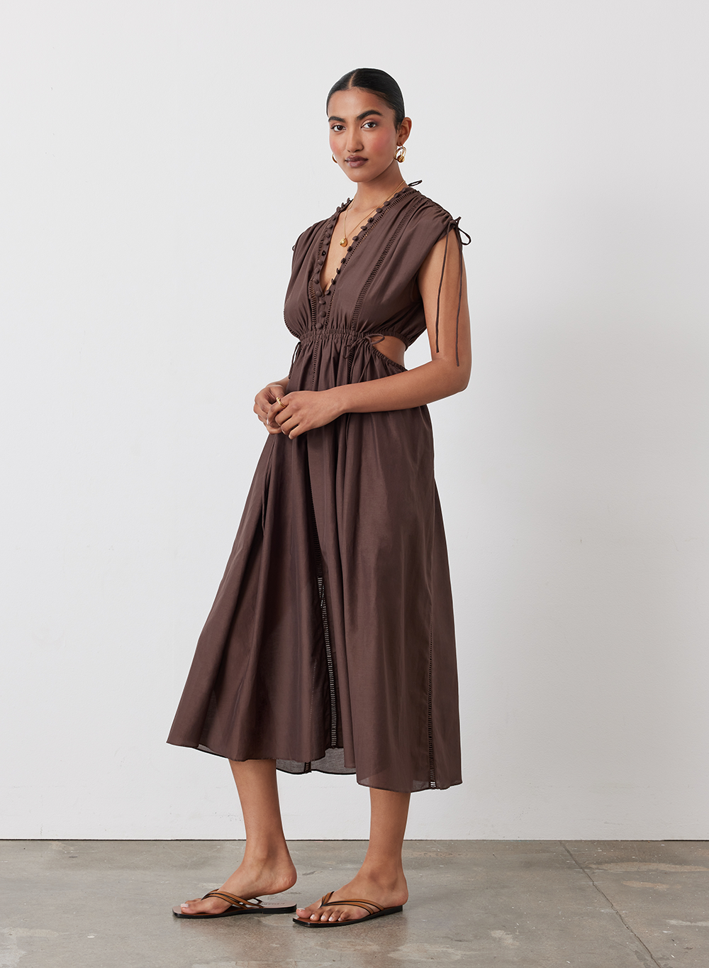 PIPER SILK COTTON MIDI DRESS