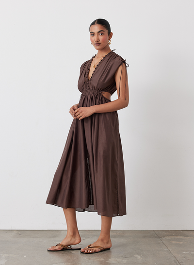 PIPER SILK COTTON MIDI DRESS