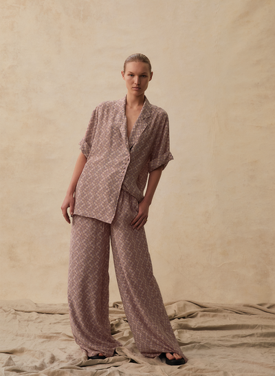 SOPHIA SILK PALAZZO PANT | SANDWASH ROSE