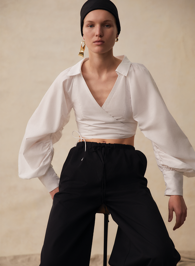 PHOEBE ORGANIC COTTON WRAP TOP | WHITE