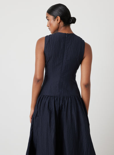 Loren Silk Linen Maxi Dress | Black Indigo