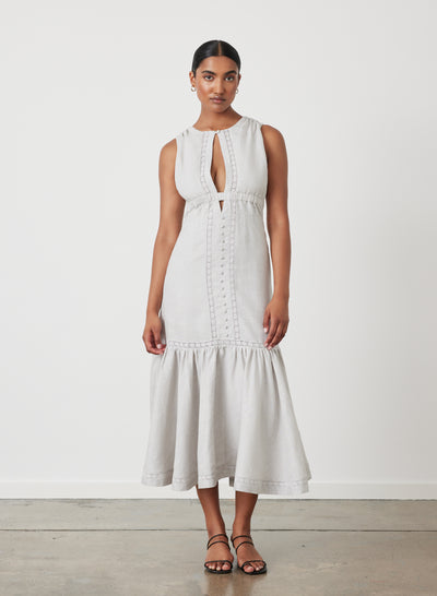 MAGDELEN LINEN MIDI DRESS