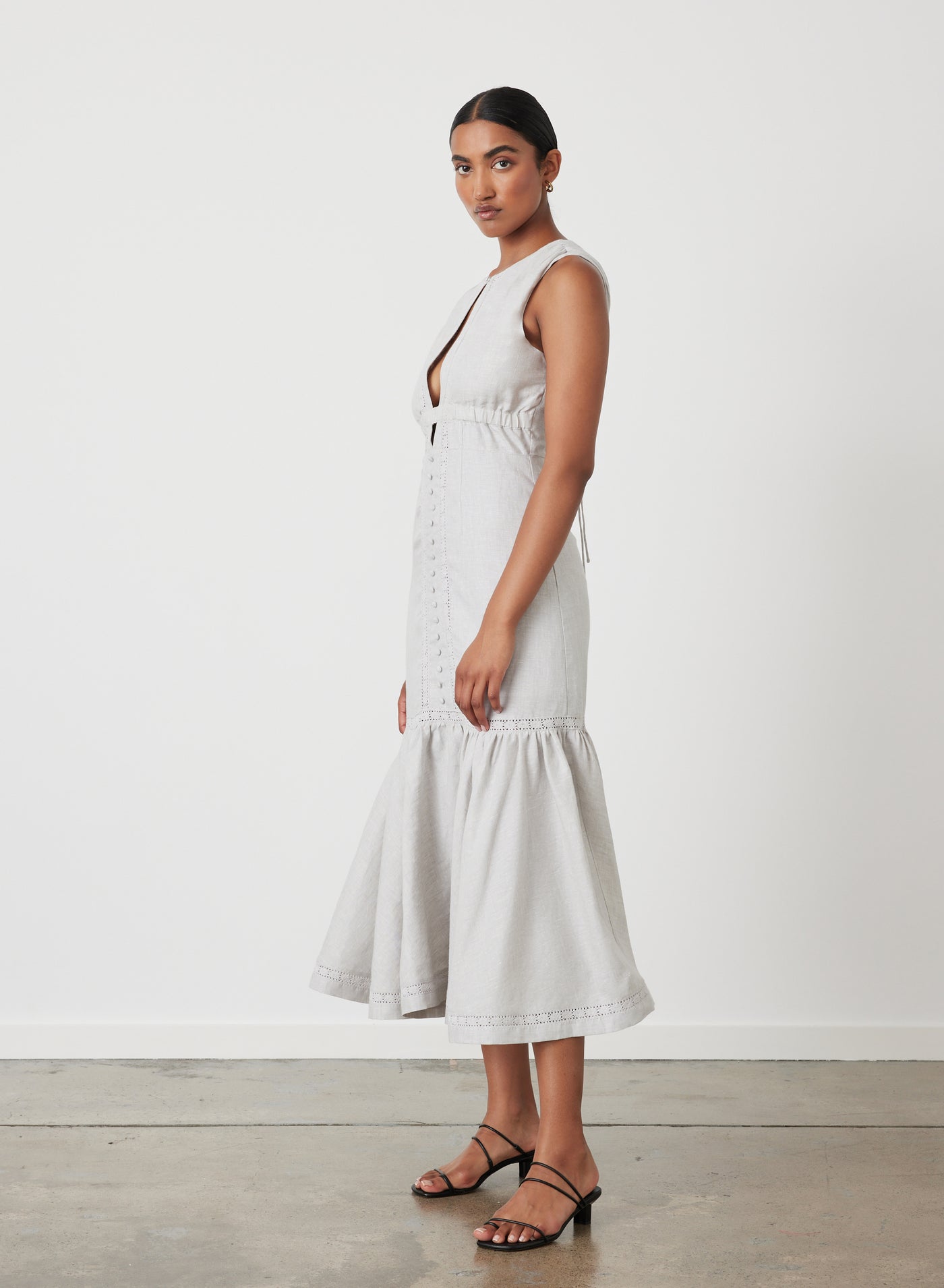 MAGDELEN LINEN MIDI DRESS