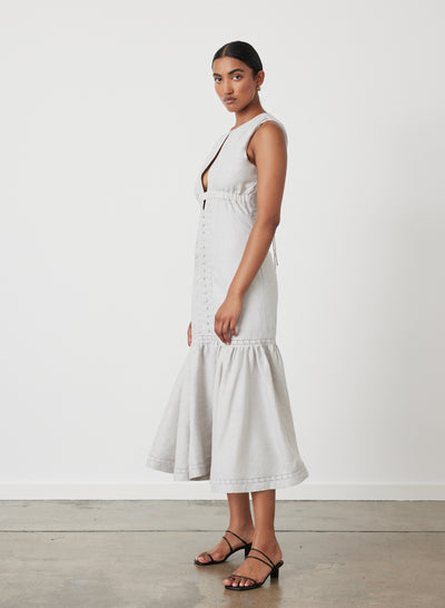 MAGDELEN LINEN MIDI DRESS