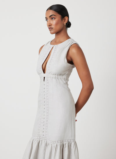 MAGDELEN LINEN MIDI DRESS