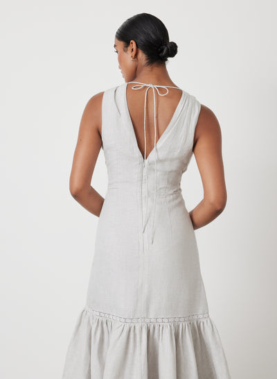 MAGDELEN LINEN MIDI DRESS