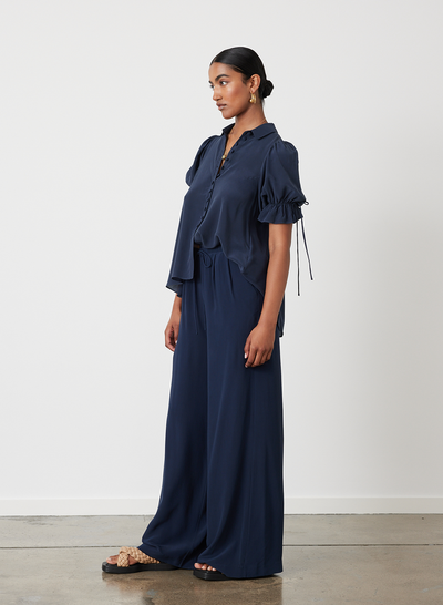Sophia Silk Palazzo Pant | Sandwash Navy