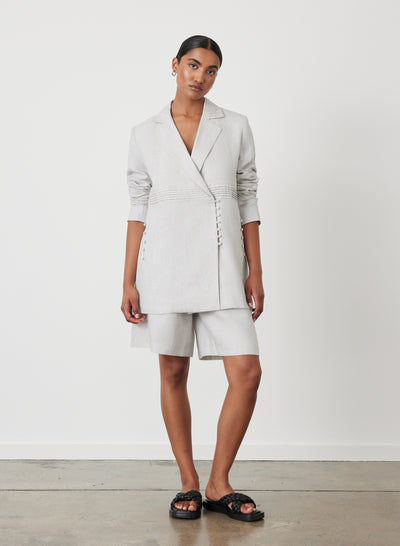 LUCIA LINEN BERMUDA SHORT | MOON