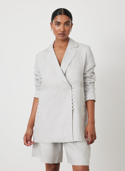 LUCIA LINEN BERMUDA SHORT | MOON
