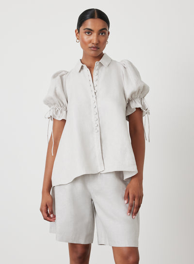 LUCIA LINEN BERMUDA SHORT | MOON
