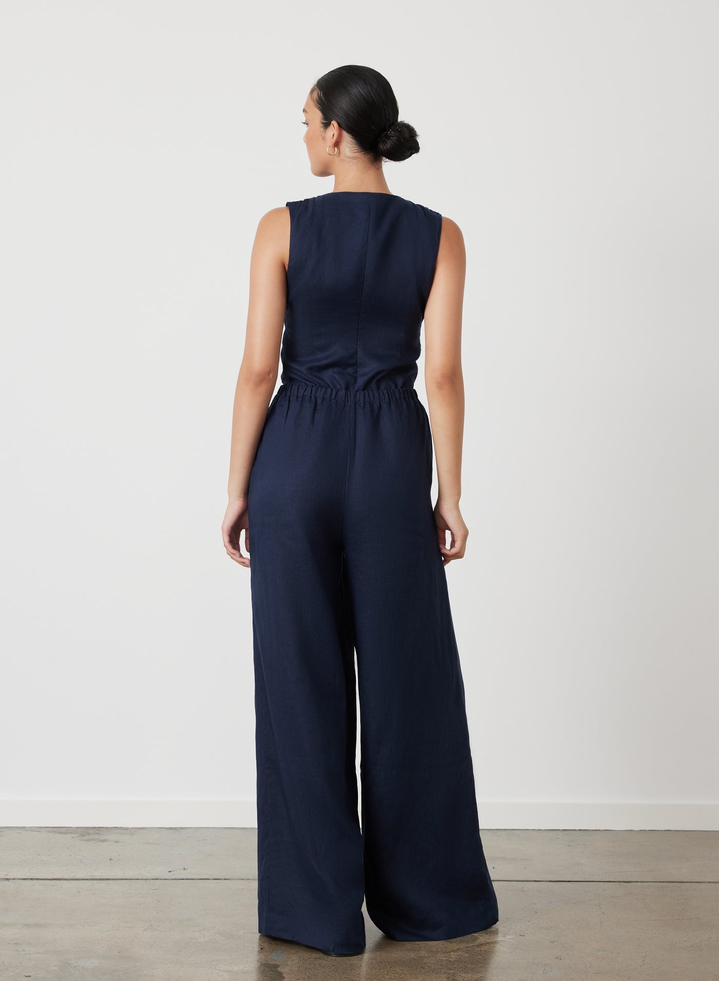 SOPHIA LINEN PALAZZO PANT | NAVY