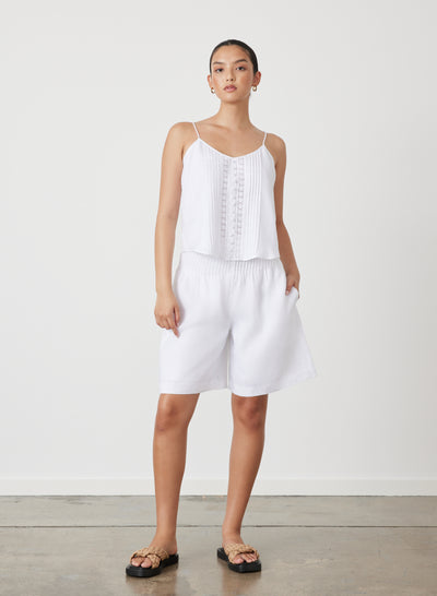 Lucia Linen Bermuda Short | White