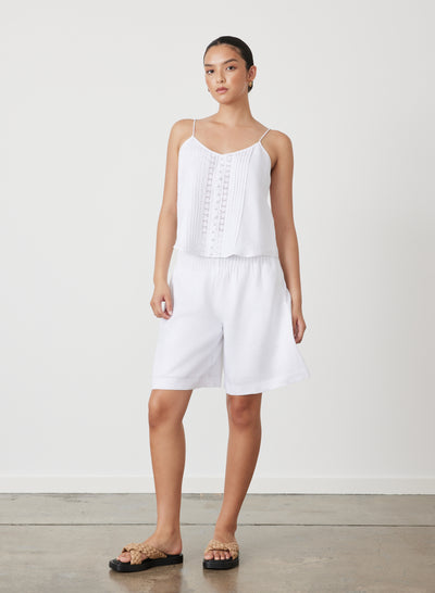 Lucia Linen Bermuda Short | White