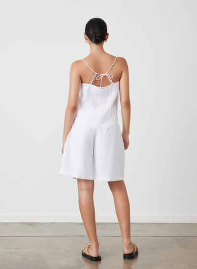 Lucia Linen Bermuda Short | White