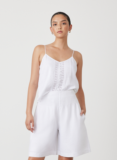 Lucia Linen Bermuda Short | White