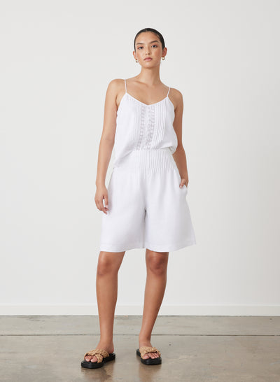 Lucia Linen Bermuda Short | White