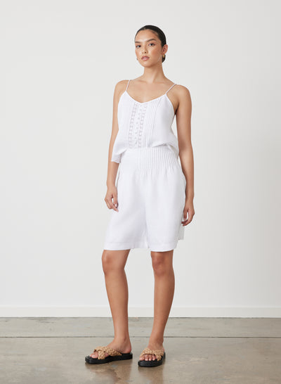 Lucia Linen Bermuda Short | White