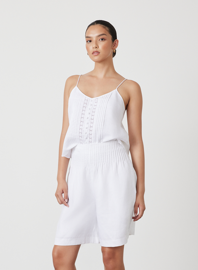 Lucia Linen Bermuda Short | White