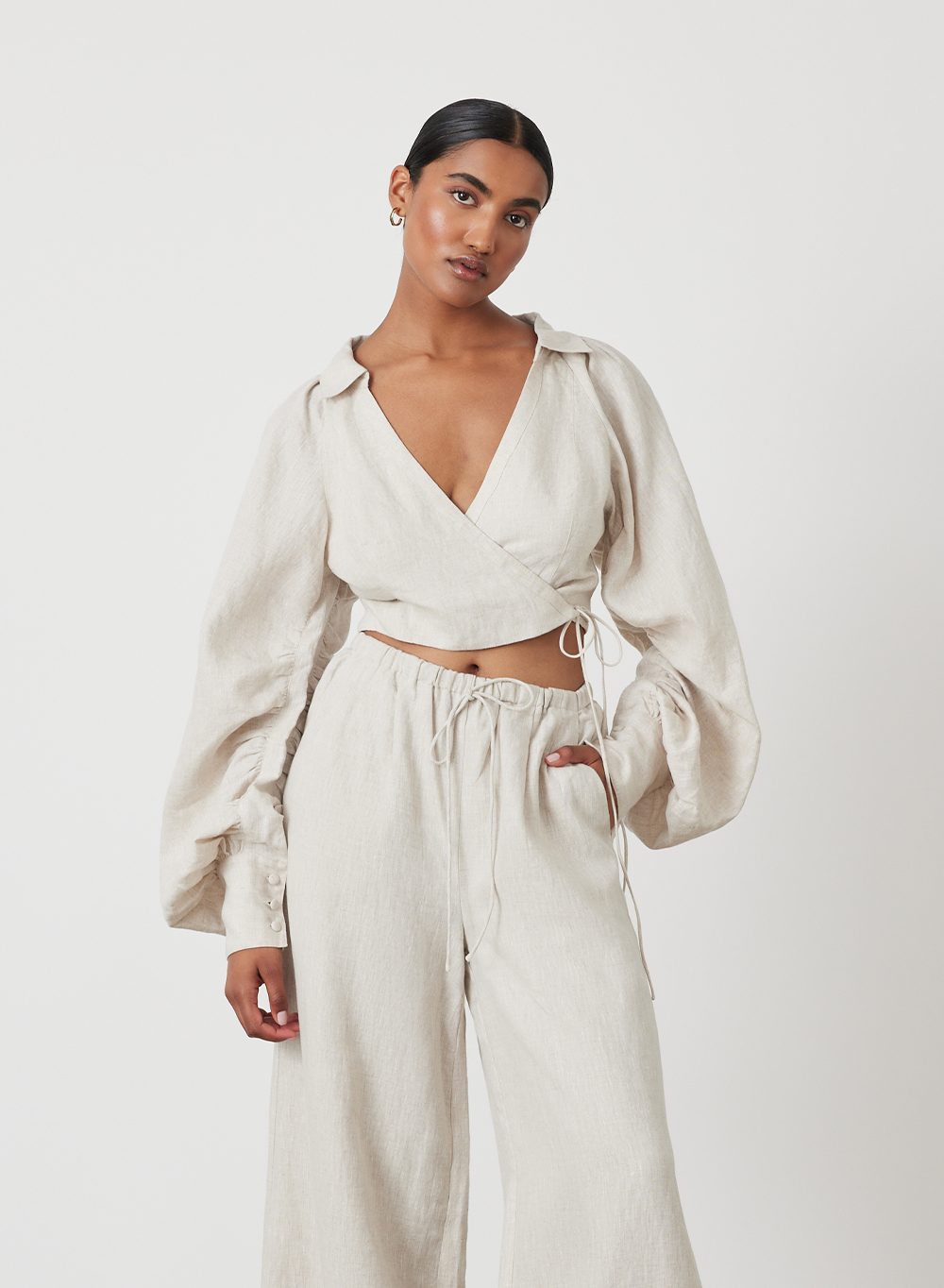 PHOEBE LINEN WRAP TOP