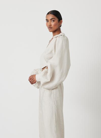 PHOEBE LINEN WRAP TOP