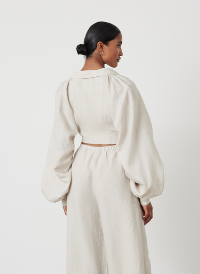 PHOEBE LINEN WRAP TOP