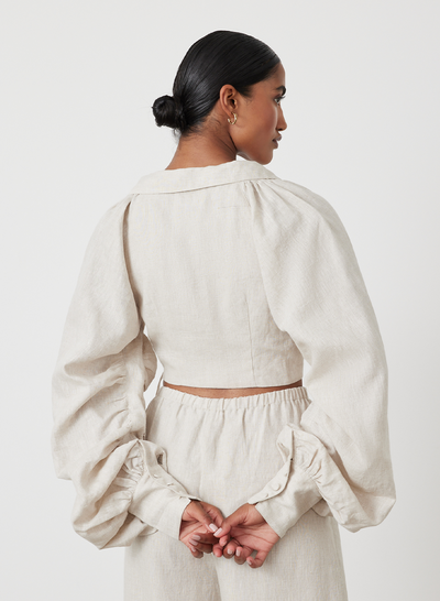 PHOEBE LINEN WRAP TOP