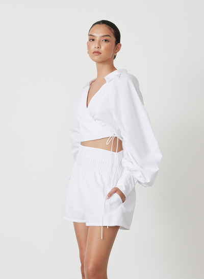 PHOEBE ORGANIC COTTON WRAP TOP | WHITE