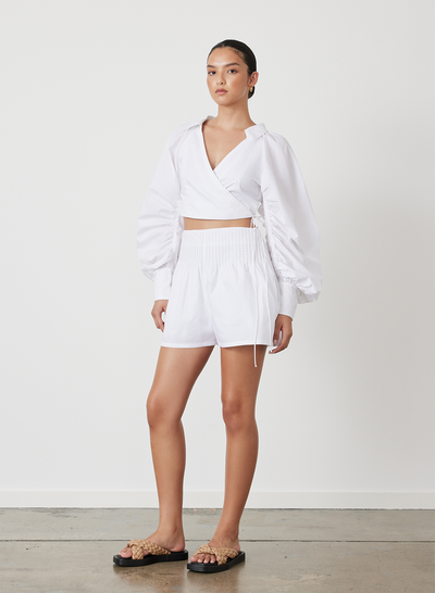 PHOEBE ORGANIC COTTON WRAP TOP | WHITE