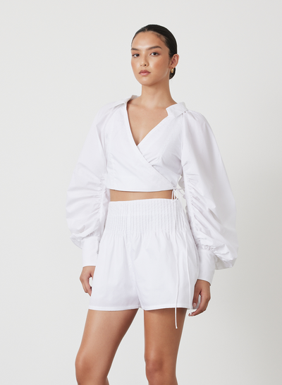 PHOEBE ORGANIC COTTON WRAP TOP | WHITE