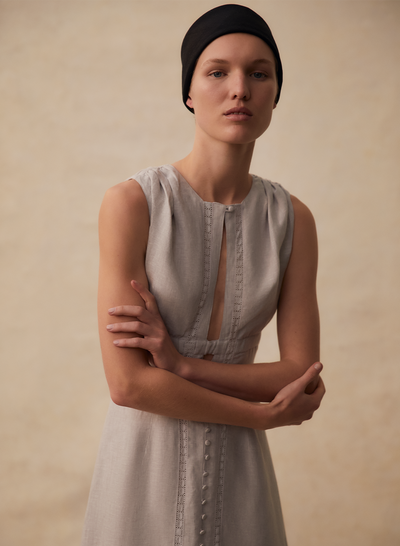 MAGDELEN LINEN MIDI DRESS