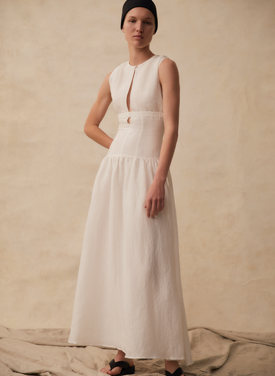 Loren Silk Linen Maxi Dress | Cream