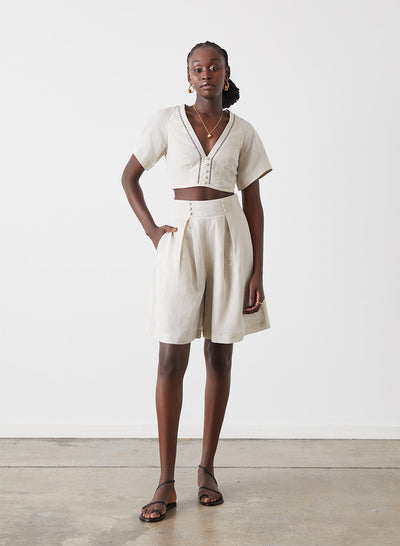 GWEN LINEN CROP TOP