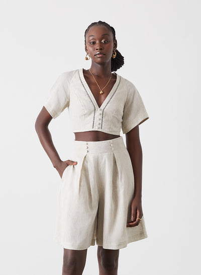 GWEN LINEN CROP TOP