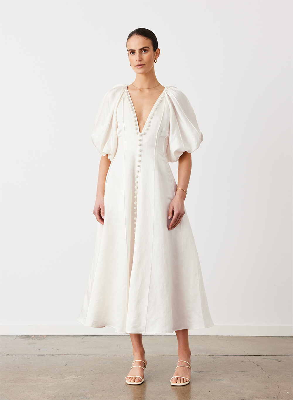 Blaine Silk Linen Midi Dress | Antique
