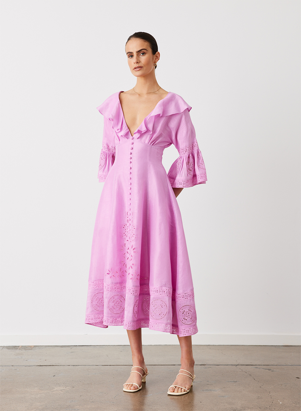 Cindy Silk Linen Midi Dress | Ametrine