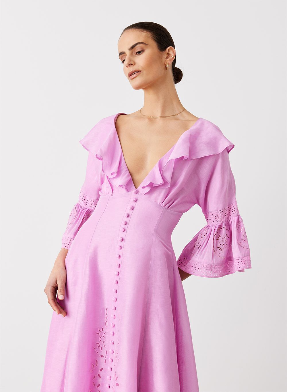 Cindy Silk Linen Midi Dress | Ametrine