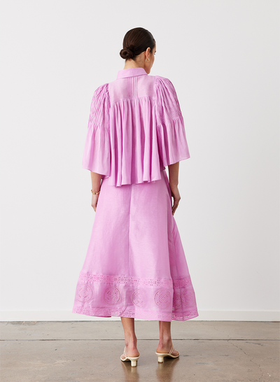 Harlee Silk Linen Midi Skirt