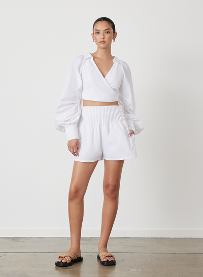 PHOEBE ORGANIC COTTON WRAP TOP | WHITE