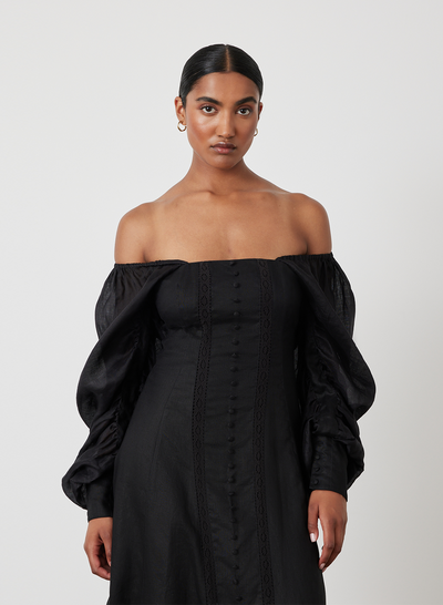 MAHLA LINEN RAMIE MIDI DRESS
