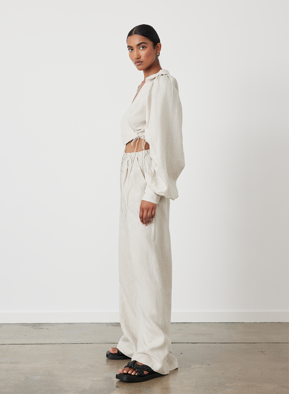 PHOEBE LINEN WRAP TOP