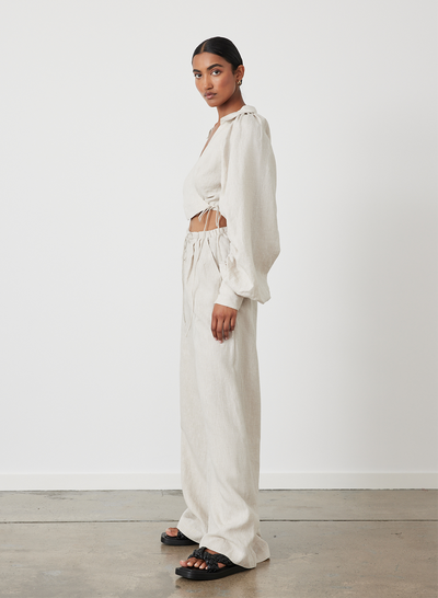 PHOEBE LINEN WRAP TOP