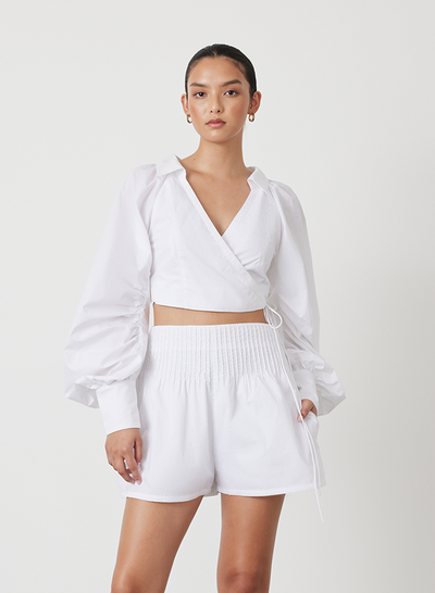 PHOEBE ORGANIC COTTON WRAP TOP | WHITE