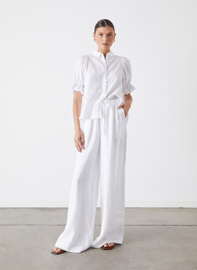 SOPHIA LINEN PALAZZO PANT | WHITE