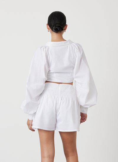 PHOEBE ORGANIC COTTON WRAP TOP | WHITE